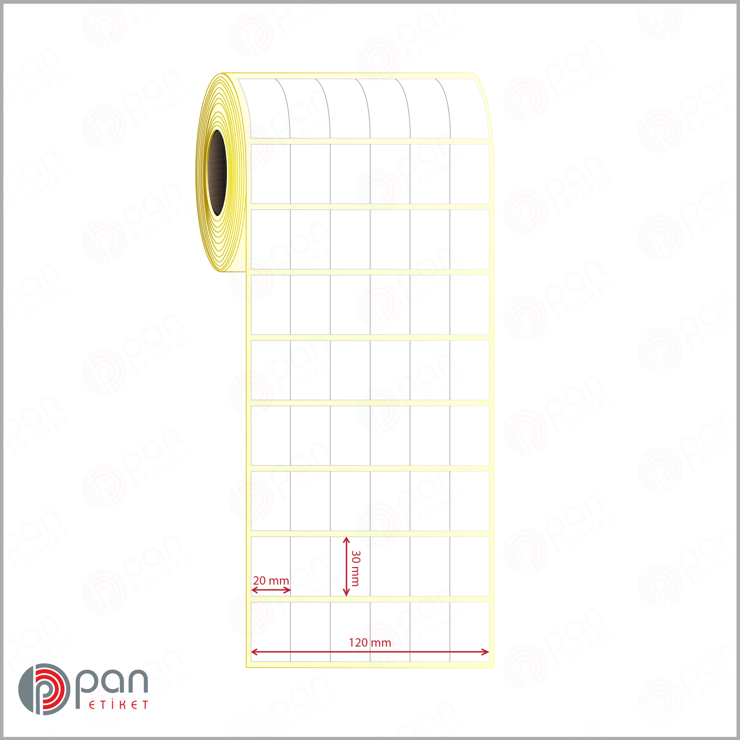 20x30 mm 6 'lı Bitişik Rulo Yapışkanlı Etiket Fiyatı (Sarı Pergamin) 20x30 6 'lı Bitişik Etiket - Görsel 1
