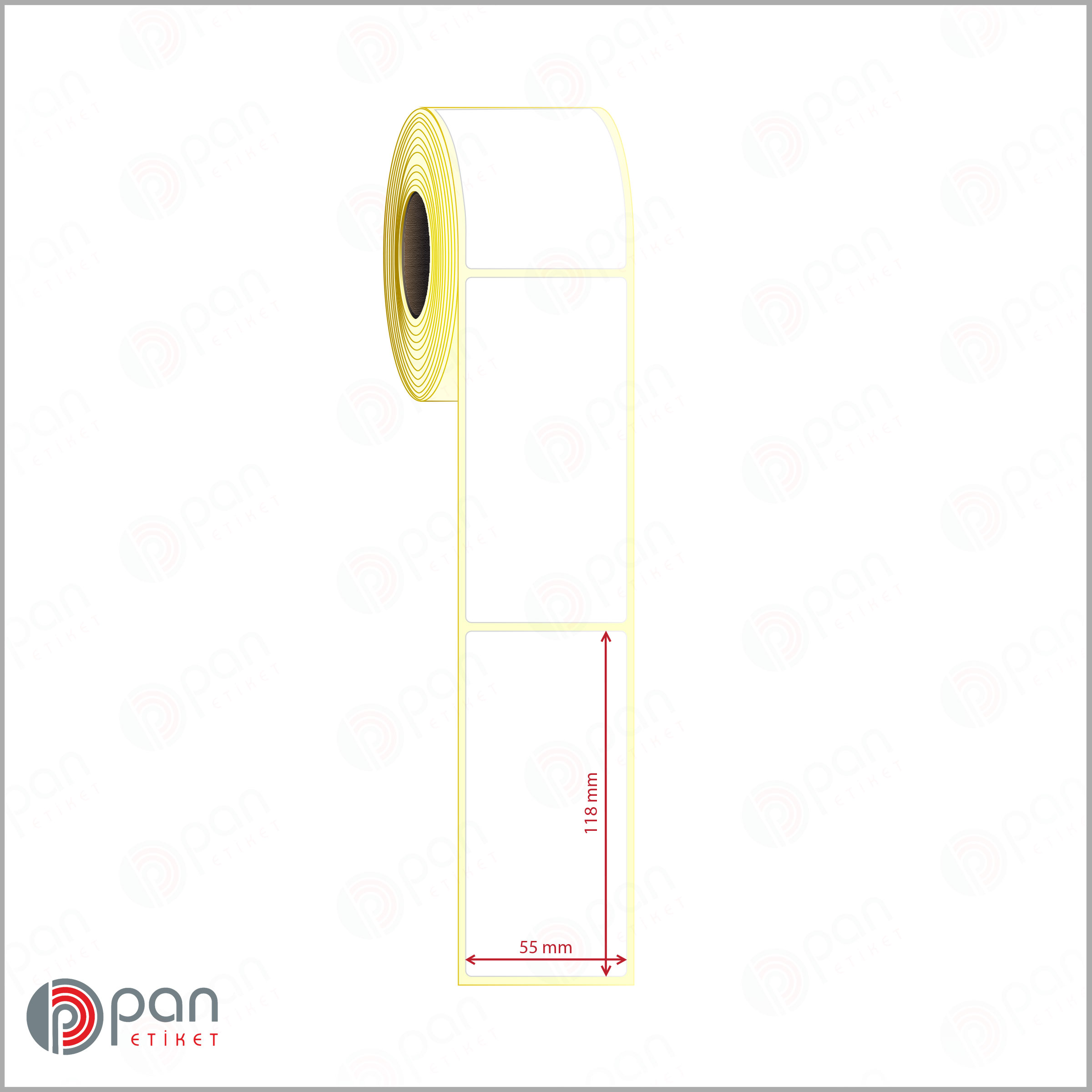 55x118 mm Rulo Yapışkanlı Etiket Fiyatı (Sarı Pergamin) 55x118 Etiket - Görsel 1