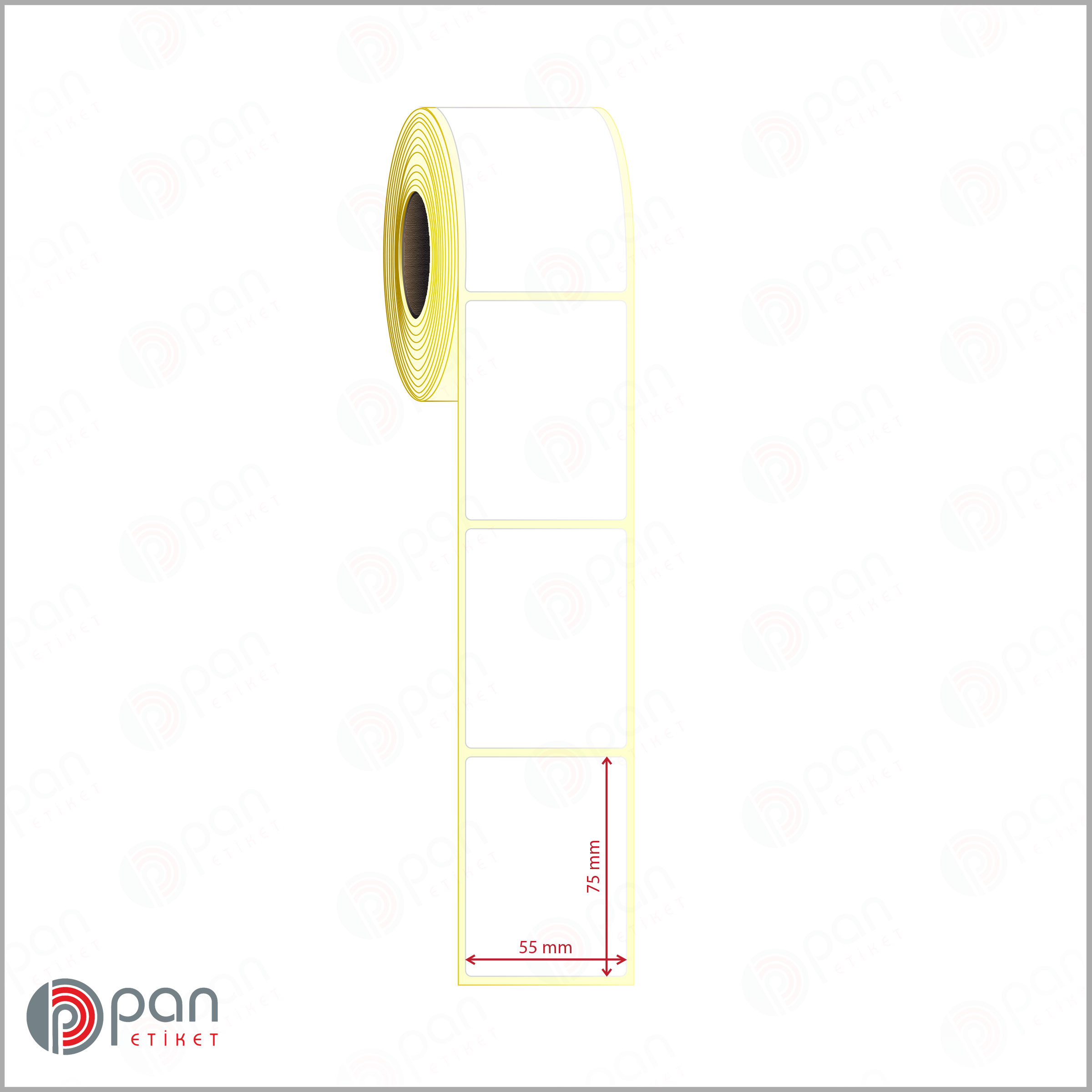 55x75 mm Rulo Yapışkanlı Etiket Fiyatı (Sarı Pergamin) 55x75 Etiket - Görsel 1