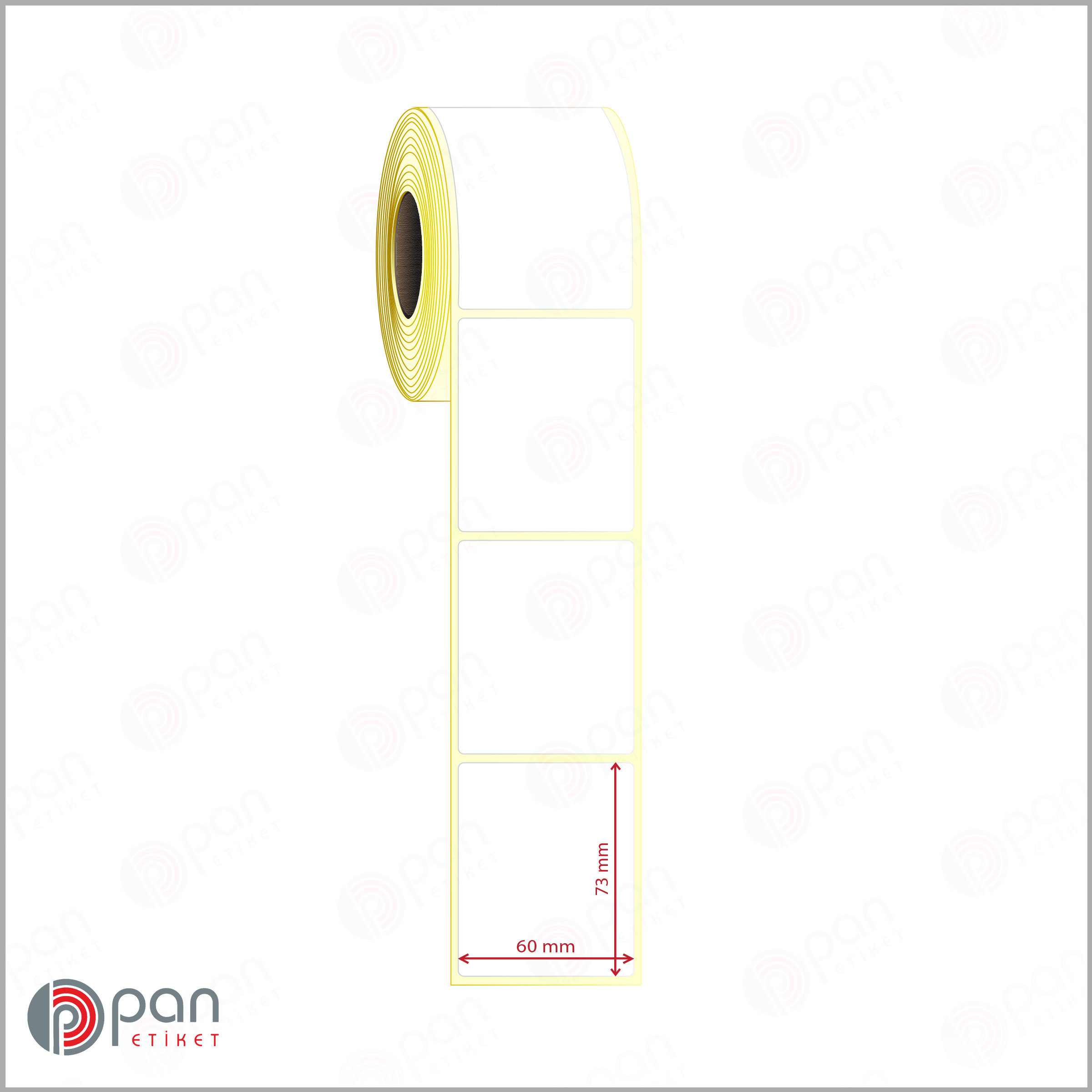 60x73 mm Rulo Yapışkanlı Etiket Fiyatı (Sarı Pergamin) 60x73 Etiket - Görsel 1