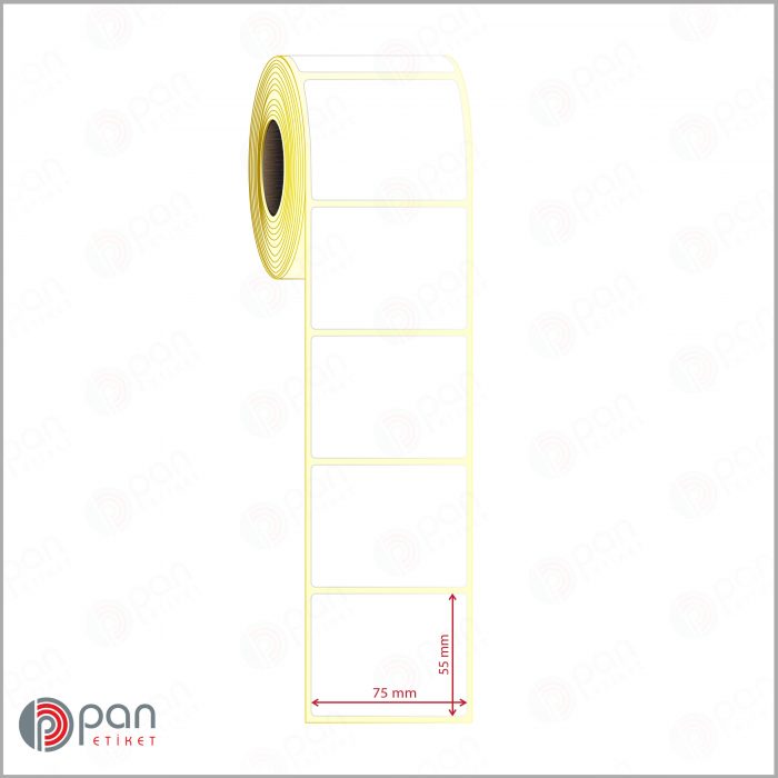 70x55 mm Rulo Yapışkanlı Etiket Fiyatı (Sarı Pergamin) 70x55 Etiket - Görsel 1